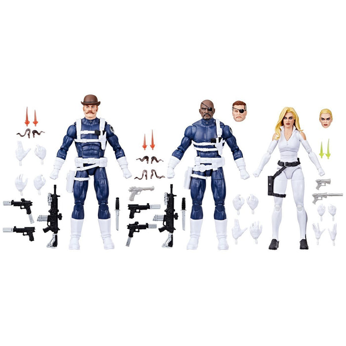 Marvel Legends S.H.I.E.L.D Nick Fury Jr., Sharon Carter, & Dum Dum Dugan 3 - Pack Pop - O - Loco