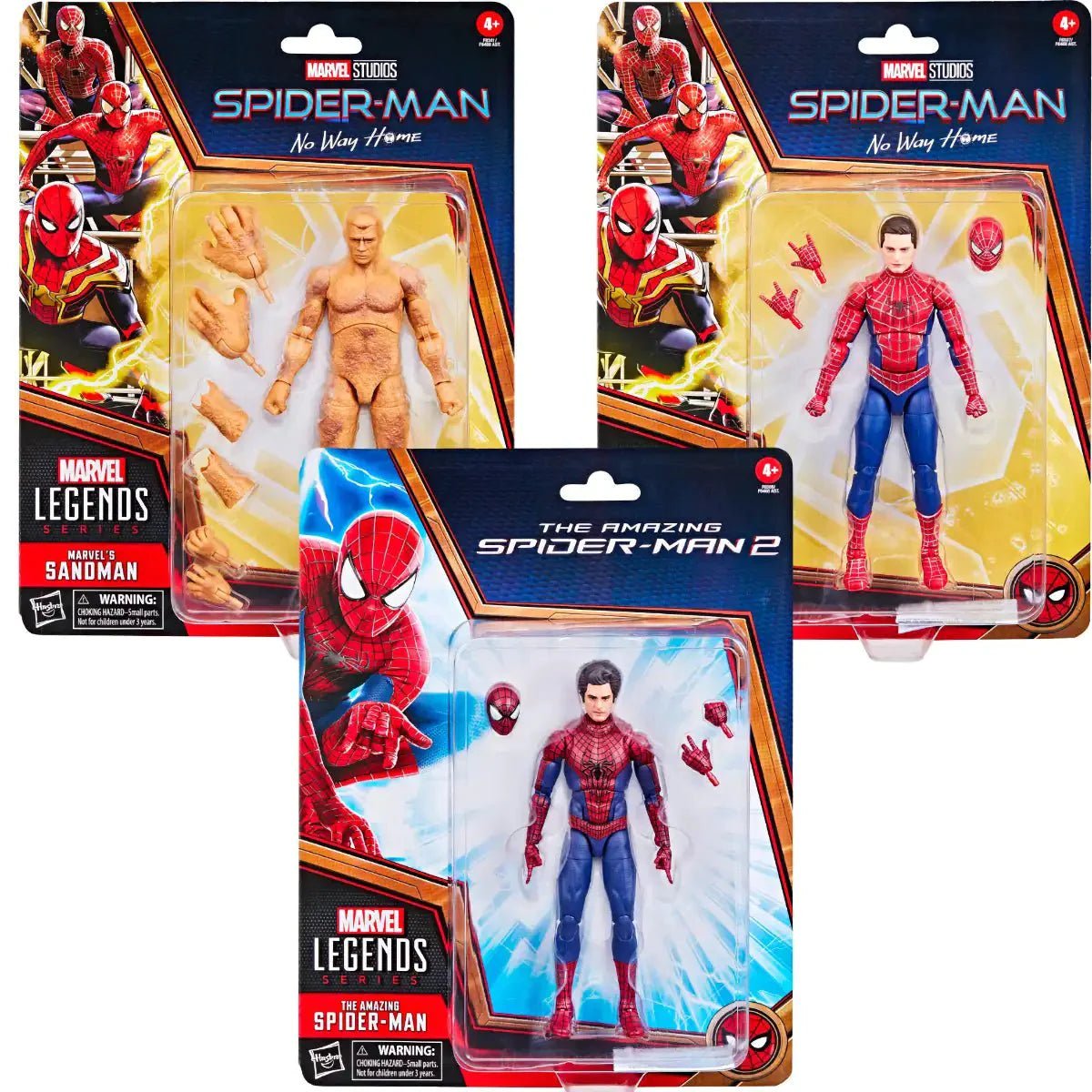 3 Pack Spider-Man Marvel Legends: Sandman, Amazing Spider-Man, & Friendly Neighborhood Spider-Man Pop-O-Loco