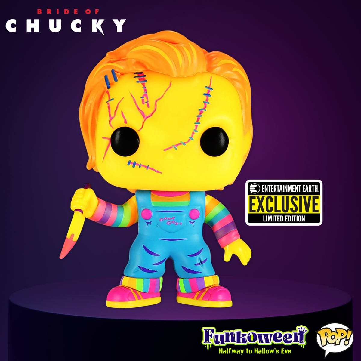 Funko POP! Horror Child's Play Chucky Black Light Vinyl Figure - EE Exclusive Pop-O-Loco