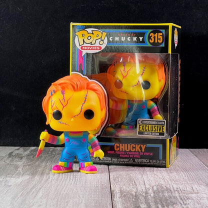 Funko POP! Horror Child's Play Chucky Black Light Vinyl Figure - EE Exclusive Pop-O-Loco