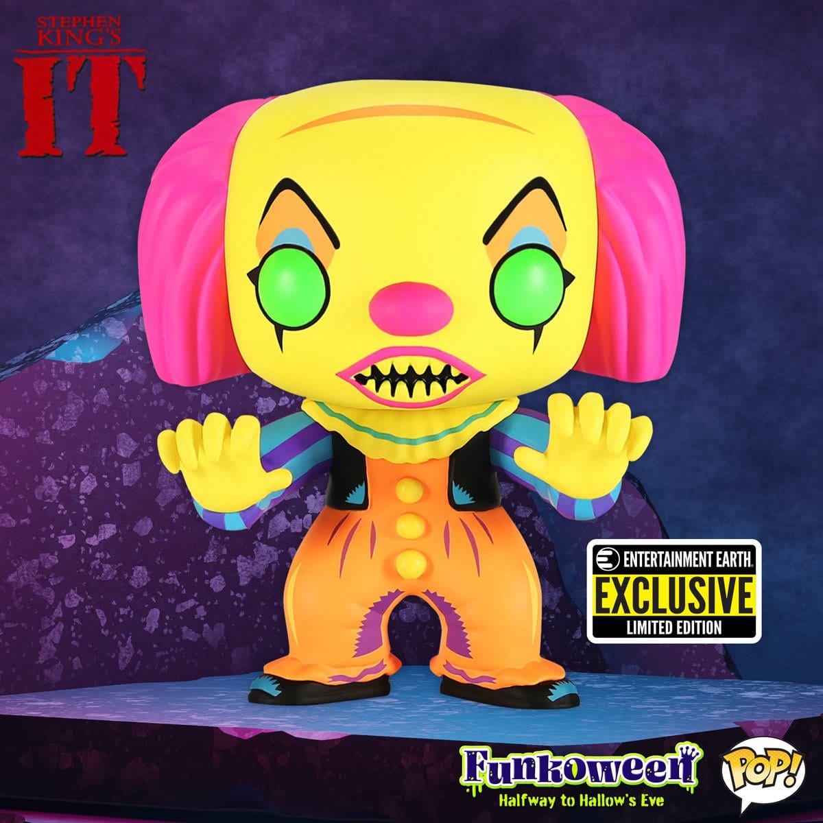 Funko POP! Horror Pennywise Black Light Vinyl Figure - EE Exclusive Pop-O-Loco