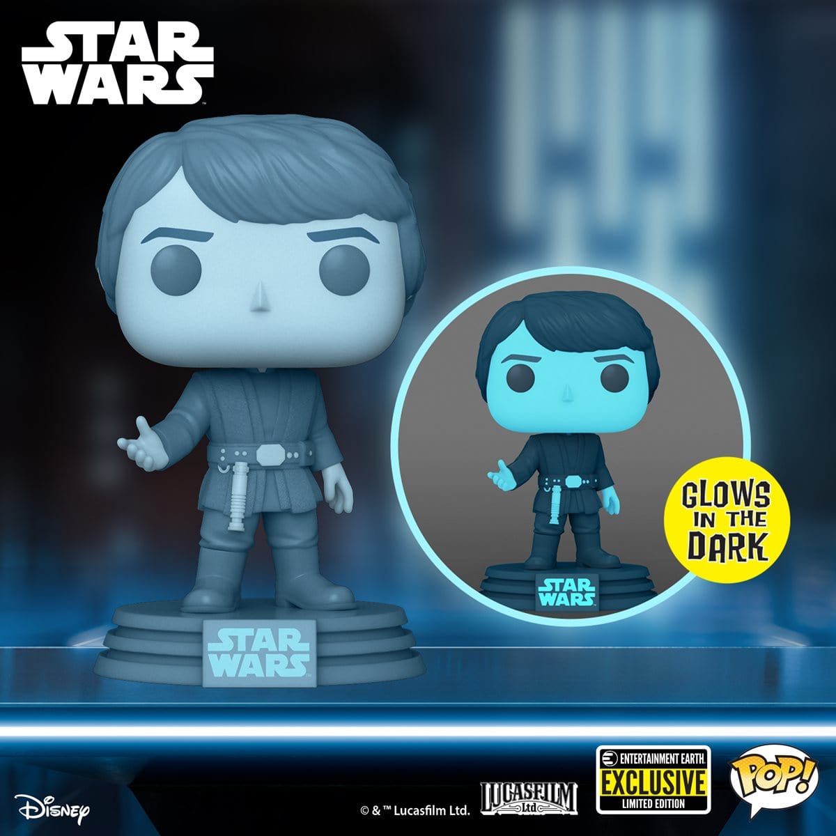 Funko Pop! Star Wars: Return of the Jedi 40th Hologram Luke Glow Exclusive  #615