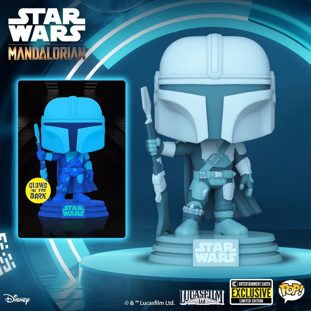 Funko POP! Star Wars: The Mandalorian Hologram Glow-in-the-Dark EE Exclusive #345 Pop-O-Loco