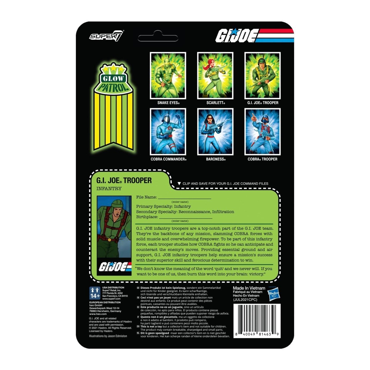 G.I. Joe ReAction Figures Greenshirt (Glow Patrol) Wave 1b Exclusive - Pop-O-Loco - Super7