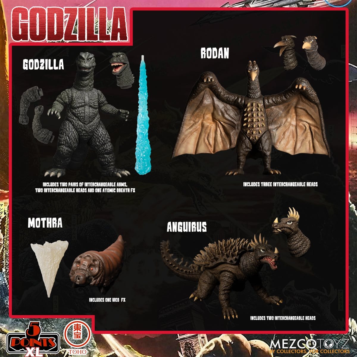 Godzilla: Destroy All Monsters (1968) 5 Points XL Round 1 Boxed Set - Pop-O-Loco - Mezco